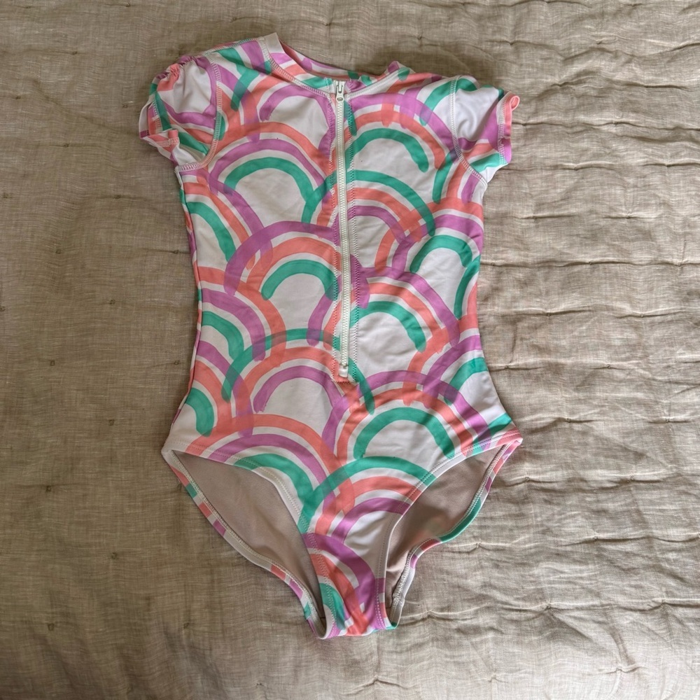 Tea Collection Rainbow Rash Guard Swimsuit - Size 12